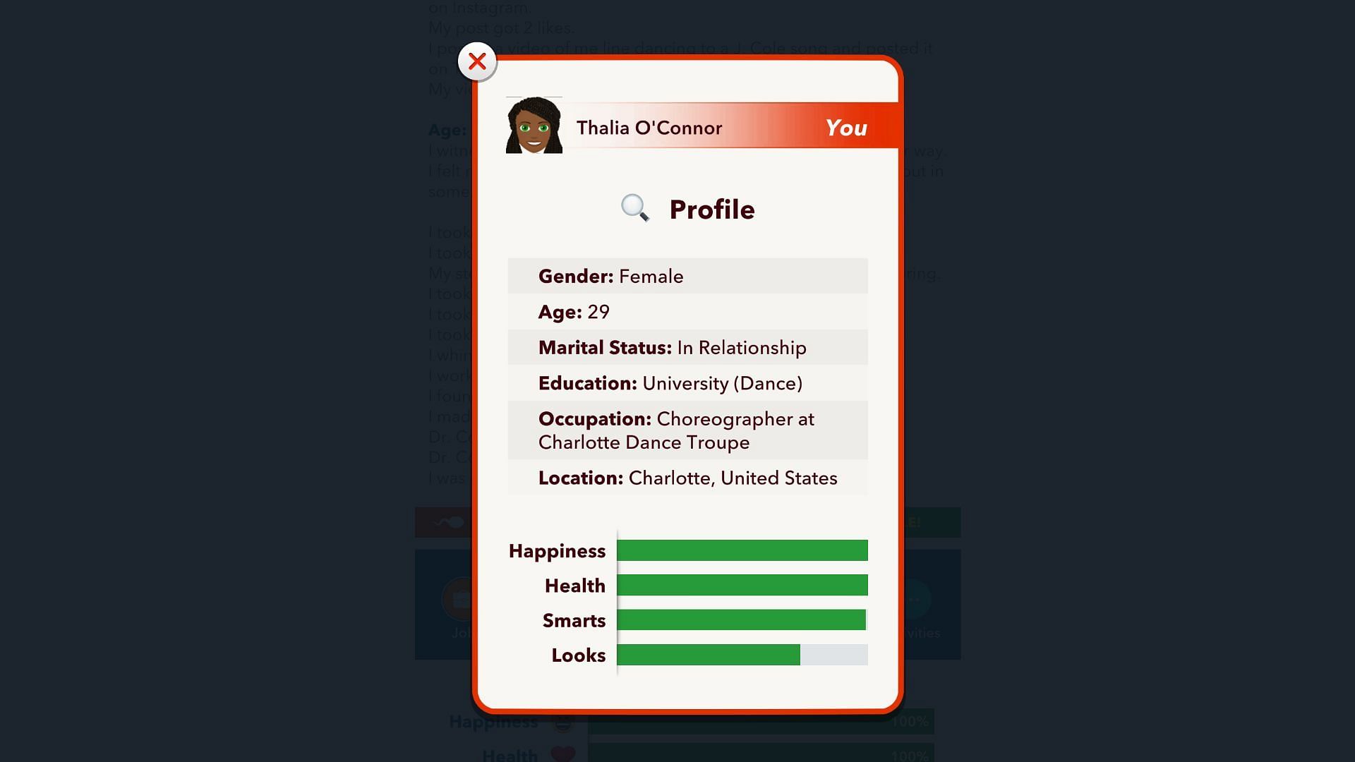 Study Dance at the university in BitLife (Image via Candywriter)